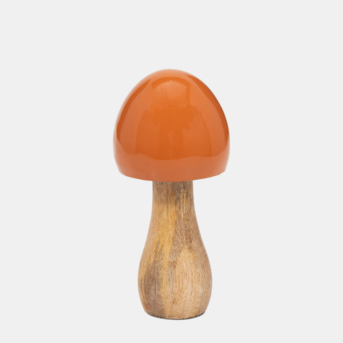 18276-01#Wood, 6" Coned Mushroom, Burnt Orange
