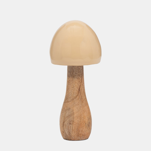 18276-02#Wood, 8" Coned Mushroom, Ivory