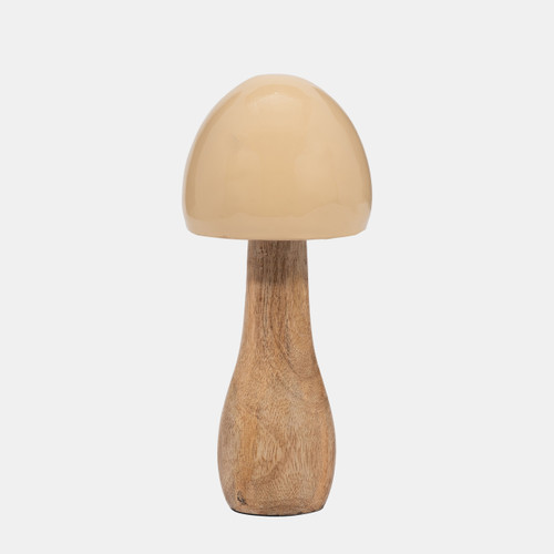 18276-02#Wood, 8" Coned Mushroom, Ivory