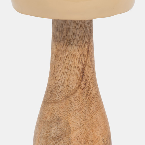 18276-02#Wood, 8" Coned Mushroom, Ivory