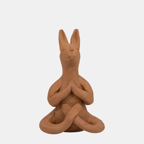 18289-01#Terracotta, 7" Namaste Yoga Bunny, Natural