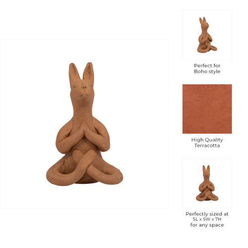18289-01#Terracotta, 7" Namaste Yoga Bunny, Natural