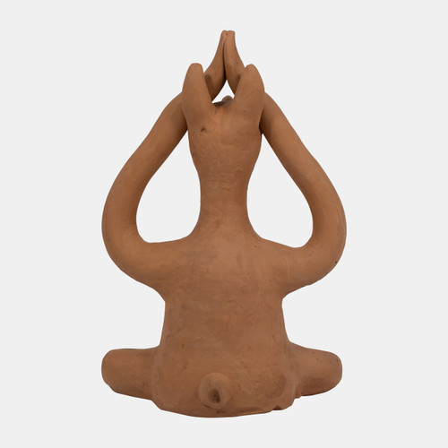 18289-03#Terracotta, 10" Salutation Yoga Bunny, Natural