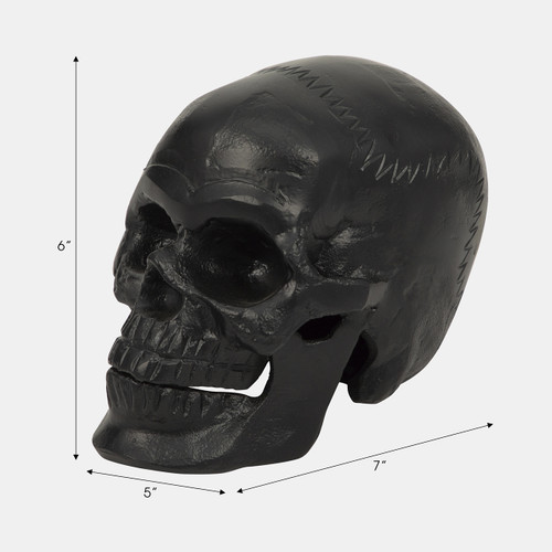 18304#Metal, 6" Skull Decor, Black