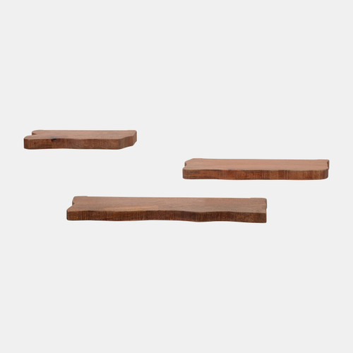 18320#S/3 Mango Wood Floating Shelves, Brown