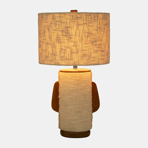 51271#24" Ecomix Fabric Lamp With Wood, Ivory