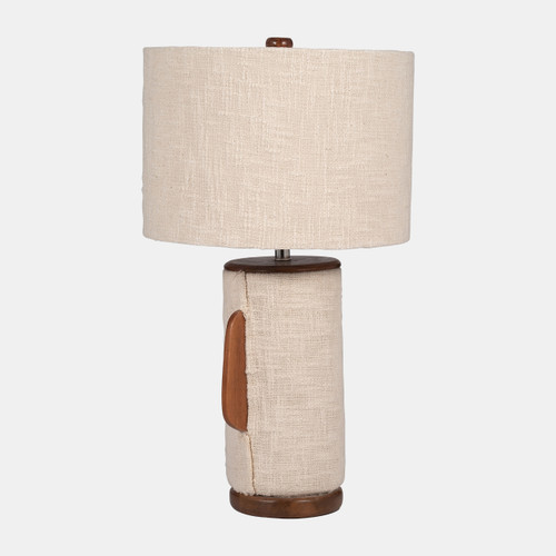 51271#24" Ecomix Fabric Lamp With Wood, Ivory