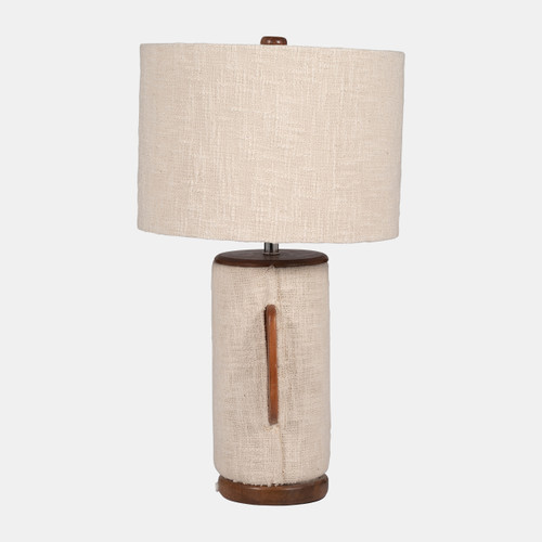 51271#24" Ecomix Fabric Lamp With Wood, Ivory