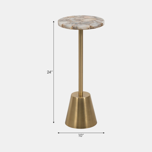 18353#24" Agate Top Polished Edge Accent Table, Gold
