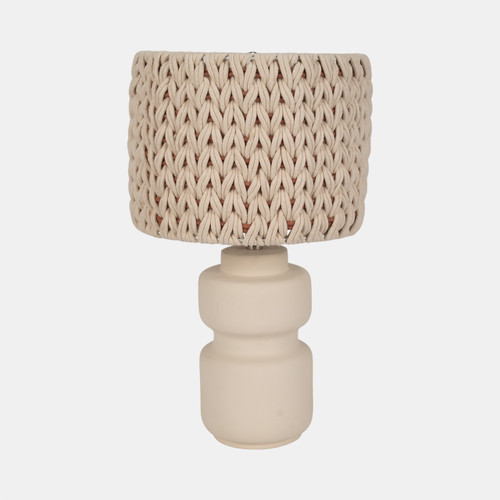 51270#23"ceramic Table Lamp With Macrame Shade