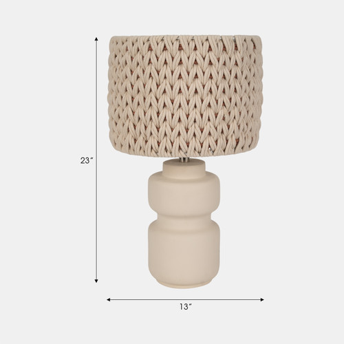 51270#23"ceramic Table Lamp With Macrame Shade