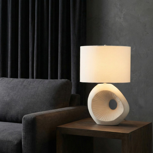 51273#26" Ceramic Table Lamp With Shade, Beige