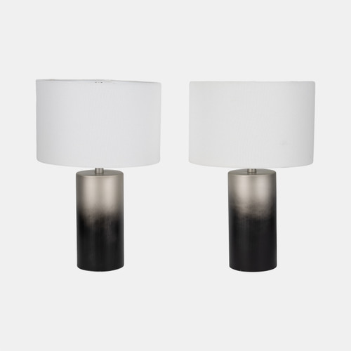 51274-02# s/2, Metal 22" Ombre Table Lamps, Blk/slvr
