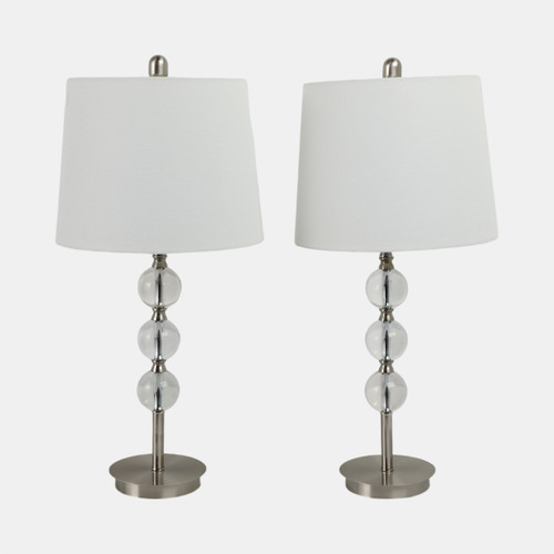 51277#S/2, Crystal 27" Table Lamps, Silver