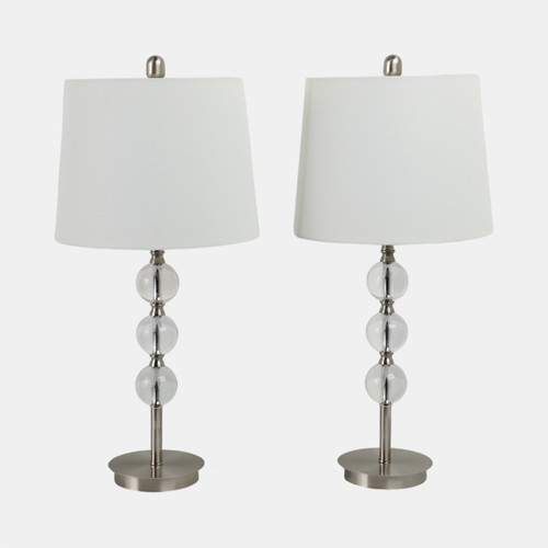 51277#S/2, Crystal 27" Table Lamps, Silver
