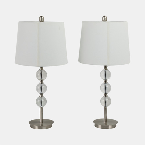 51277#S/2, Crystal 27" Table Lamps, Silver