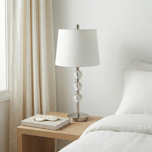 51277#S/2, Crystal 27" Table Lamps, Silver