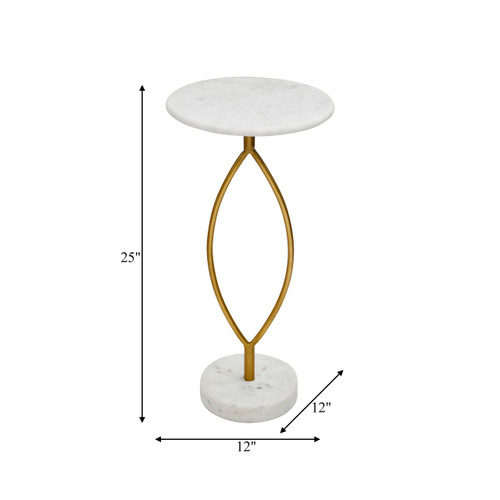 18395-01#Metal, 25" Loophole Table Marble Base, Gold