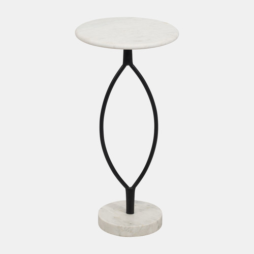 18395-02#Metal, 25" Loophole Table Marble Base, Black