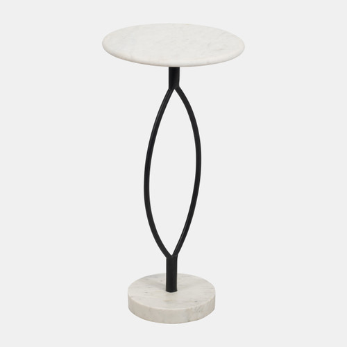18395-02#Metal, 25" Loophole Table Marble Base, Black