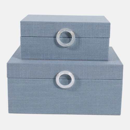 16786-01#S/2 7/9" Box W/ Ring Detail, Denim Blue