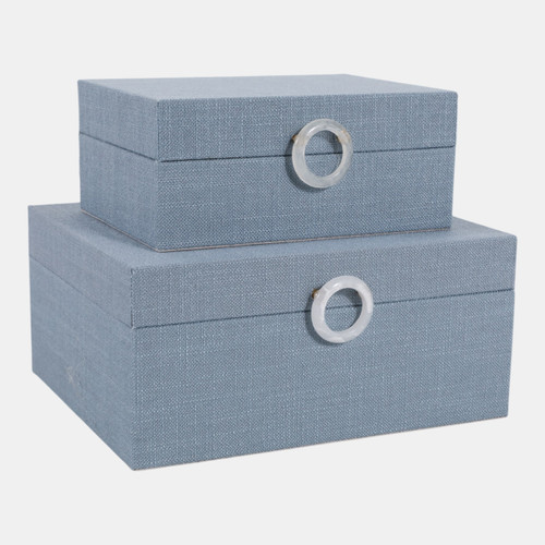 16786-01#S/2 7/9" Box W/ Ring Detail, Denim Blue