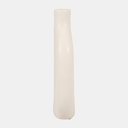 18420-02#Cer, 9" Textured Cut-out Vase, Cotton