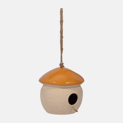18424-02#Cer, 6" Round Bird Feeder, Dark Orange