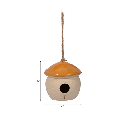 18424-02#Cer, 6" Round Bird Feeder, Dark Orange