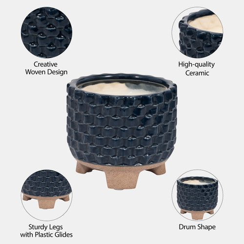 80035-15#6" 13 Oz Ocean Mist Woven Candle, Navy