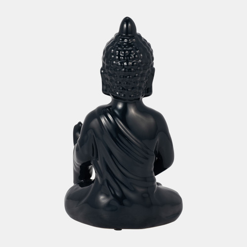 10901-02#10?, Navy Blue Ceramic Seated Buddha