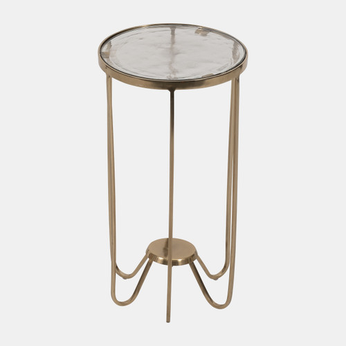 18396#Metal, 22" Side Table Glass Top, Gold