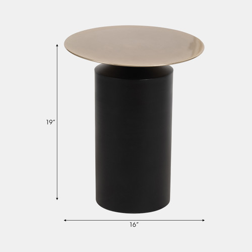 18399#Metal, 19" Cylinder Accent Table, Black Kd