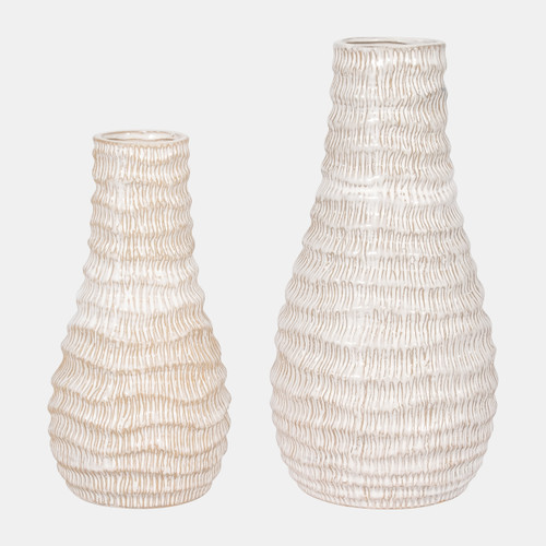 18429-02#Porcelain, 11" Coastal Vase, Ivory
