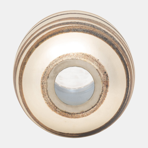 18440-01#Glass, 10" Antique Ring Vase, Gold
