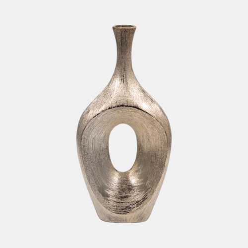 18432-01#Cer, 19" Scratched Open Cut Vase, Champ