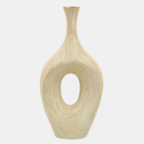 18432-04#Cer, 19" Beaded Open Cut Vase, Champ