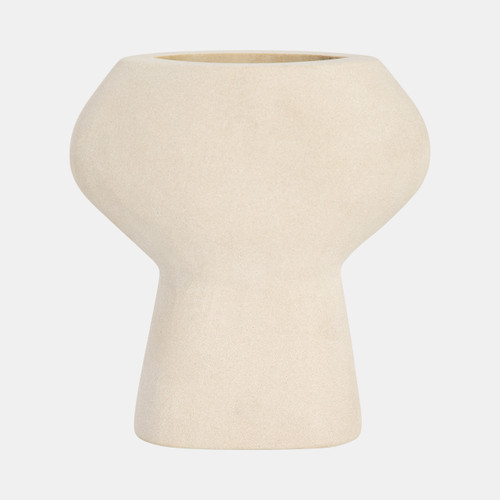 18443-01#Stone, 7" Bulbous Vase, Natural