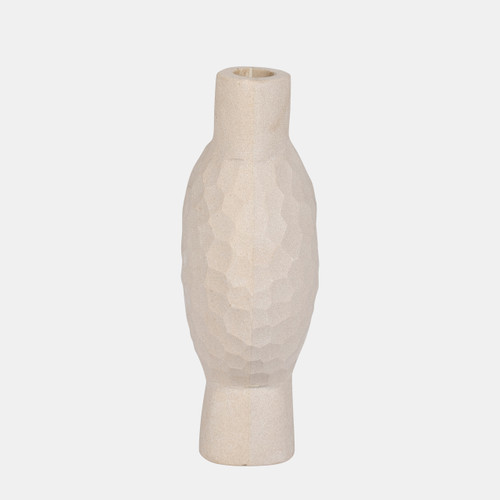 18445-01#Stone, 9" Hammered Vase, Natual
