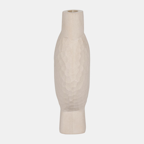 18445-02#Stone, 11" Hammered Vase, Natual