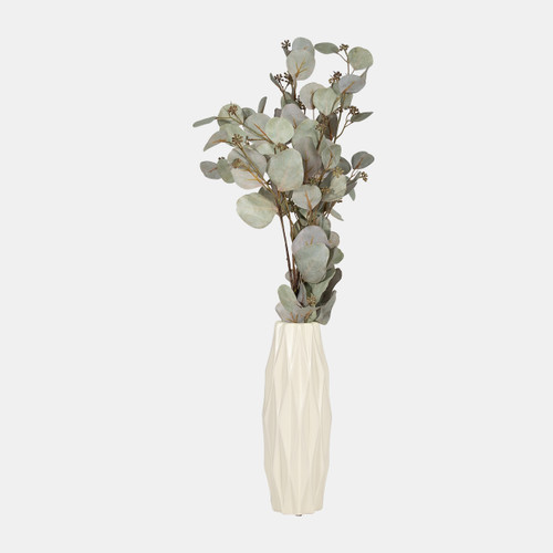 18448-01#Cer, 12" Flutter Vase, Cotton