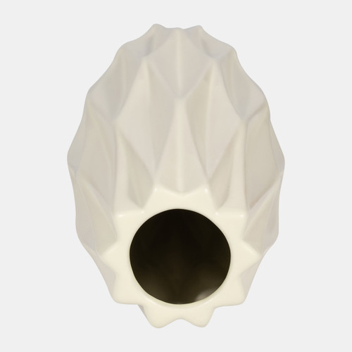 18448-01#Cer, 12" Flutter Vase, Cotton