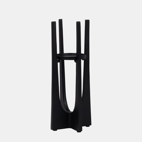 18454-03#Metal, 12" Pillar Candle Holder, Black