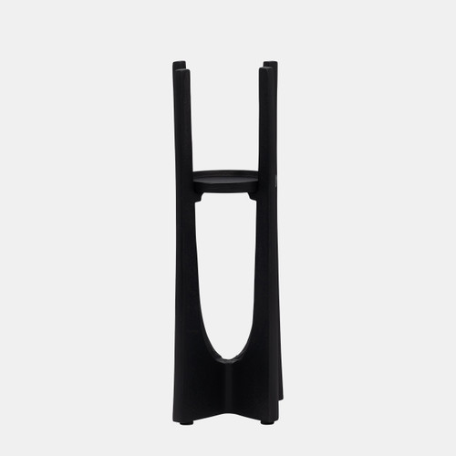 18454-03#Metal, 12" Pillar Candle Holder, Black