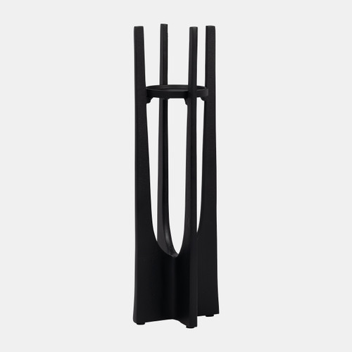 18454-04#Metal, 16" Pillar Candle Holder, Black