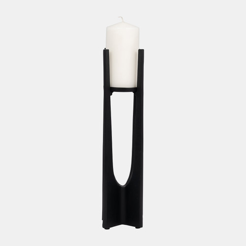 18454-04#Metal, 16" Pillar Candle Holder, Black