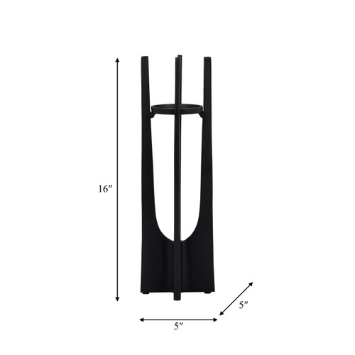 18454-04#Metal, 16" Pillar Candle Holder, Black