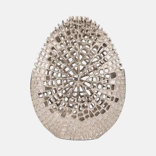 18455-03#Metal, 14" Contemporary Vase, Silver