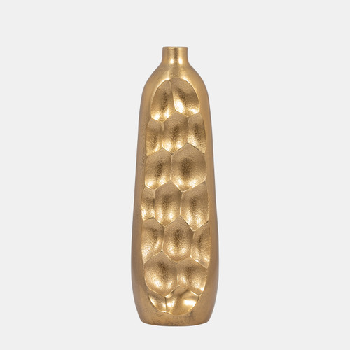 18458-02#Metal, 19" Cut-out Vase, Gold