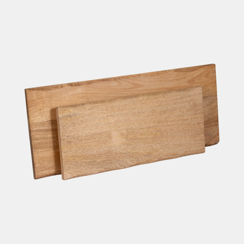 18469#Mango Wood, S/2 18/24" Footed Trays, Natural